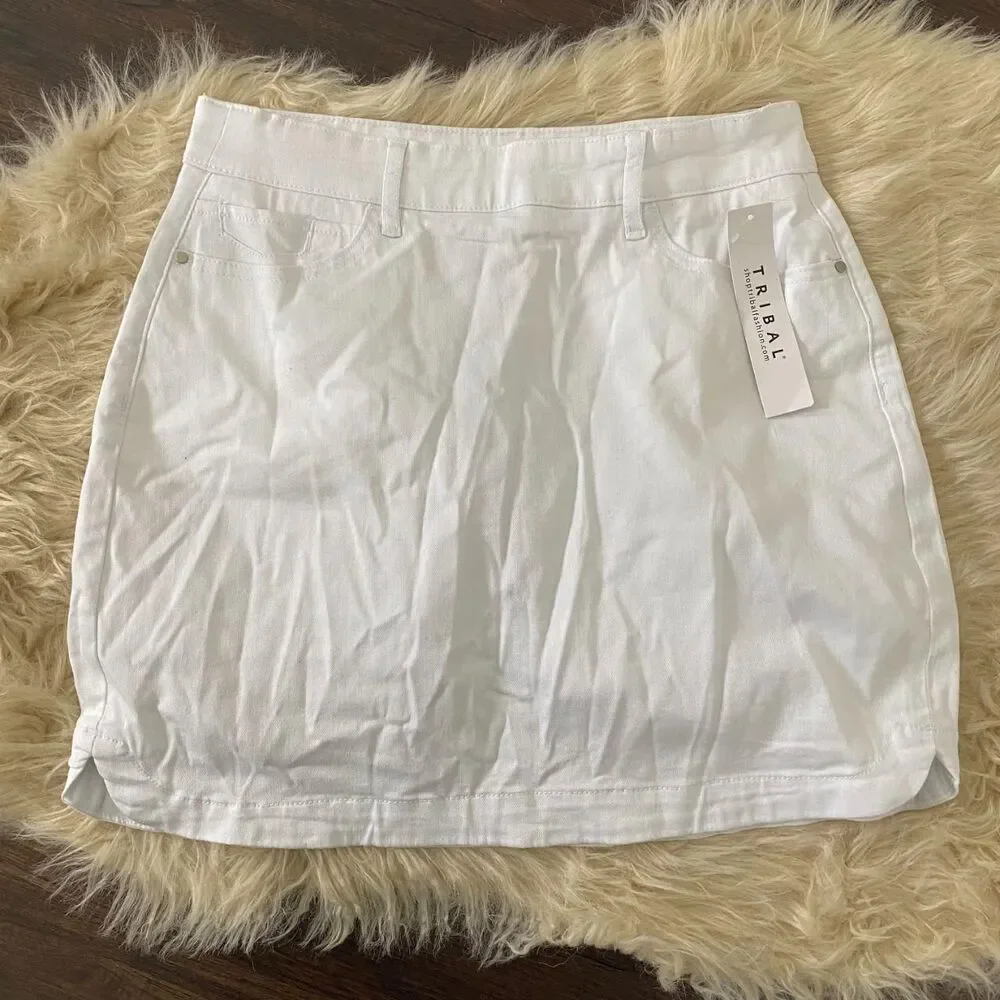 NWT White Tribal Denim Mini Skirt Shorts Skort Size US 6 / S